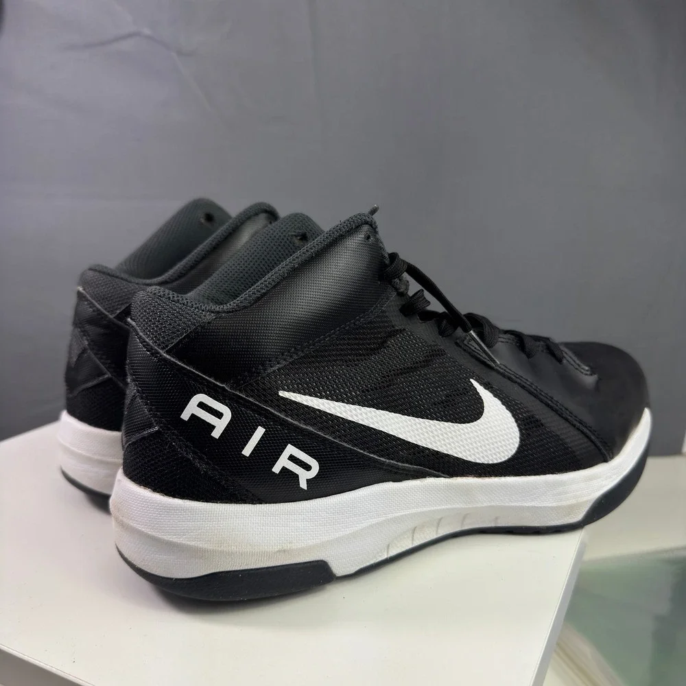 Nike Air Overplay IX Basketball Shoes Mens 10 Black White 832218-001 Mid Top
